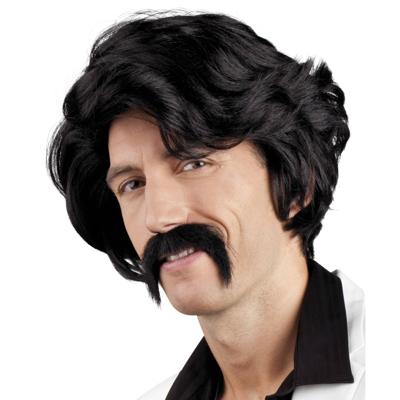 Boland Zwarte pruik met snor