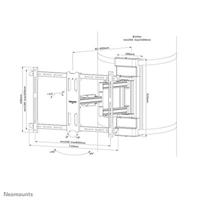 Neomounts wl40s-910bl16 select screen pillar mount (full motion, vesa 600x400)