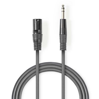 Nedis COTH15100GY30 Gebalanceerde Xlr-audiokabel Xlr 3-pins Male - 6,35 Mm Male 3,0 M Grijs