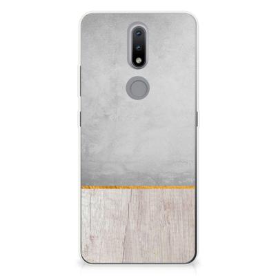 Nokia 2.4 | Bumper Hoesje | Wood Concrete Nokia 2.4 | Bumper Hoesje | Wood Concrete