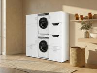 Kast WASHING 2 machines boven elkaar LARGE wit - thumbnail