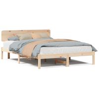 Bedframe met hoofdeinde Naturel 160 x 200 cm Massief grenenhout - thumbnail