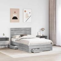 Bedframe met hoofdeinde Grijs Sonoma 135 x 190 cm Bewerkt hout - thumbnail