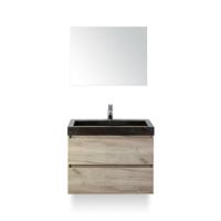 Maxx XL Badmeubelset 80 cm - Craft Oak - Wastafel Lucca 1 kraangat - met Spiegel - thumbnail