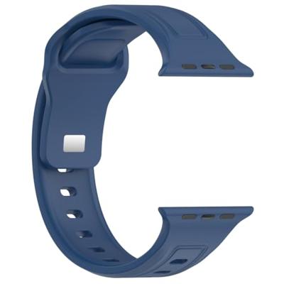 By Qubix - Square siliconen band - Donkerblauw - Compatible met Apple Watch 44mm / 45mm / 46mm / 49mm - Compatible Apple watch bandjes