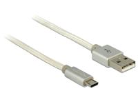 Delock Data- en laadkabel USB 2.0 Type-A stekker > USB 2.0 Micro-B stekker met textielmantel wit 25 cm - thumbnail
