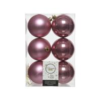 Decoris kerstballen plastic set roze 8cm 6st - thumbnail