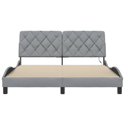 Bedframe met LED zonder matras 160x200 cm stof lichtgrijs