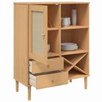 Hoge kast SENJA 90x40x112 cm rattan look grenenhout bruin - thumbnail