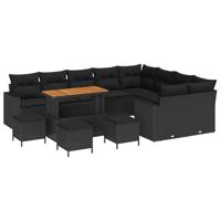 Tuinbankenset 13 pcs Zwart poly rattan - thumbnail