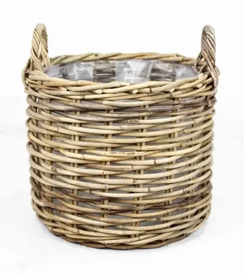 Van der Leeden Mand Rotan Grijs - Ø38 x H33 cm