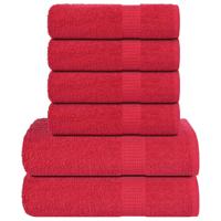 VidaXL 6-delige handdoekenset 360 g/m² 100% katoen rood - thumbnail