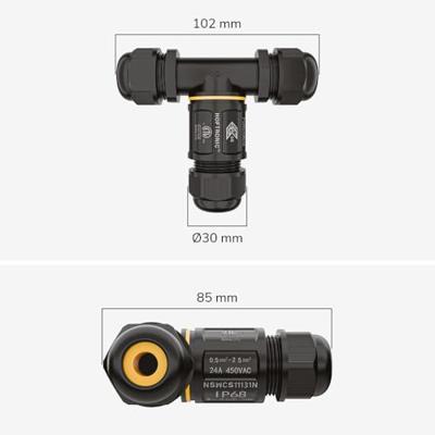 Kabelverbinder - T-vorm - IP68 waterdicht - Koppelstuk - Geschikt voor 4-12 mm kabeldikte