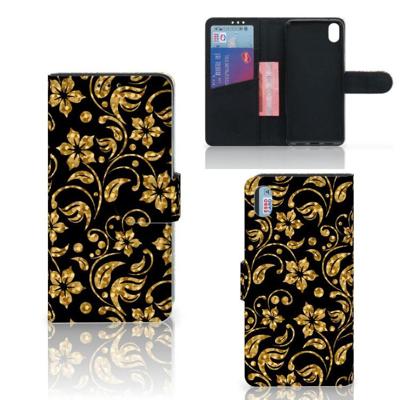 Xiaomi Redmi 7A Hoesje Gouden Bloemen Xiaomi Redmi 7A Hoesje Gouden Bloemen