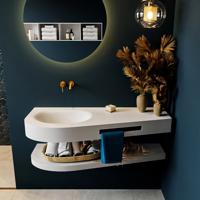 MONDIAZ RIVA 120cm Wastafel met planchet kleur Talc. Wastafel DULCET links 0 kraangaten kleur Talc. - thumbnail