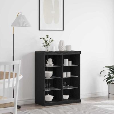 Dressoir Zwart eiken 41 x 37 x 100 cm Bewerkt hout