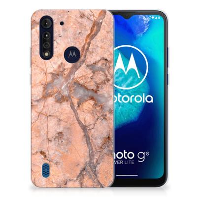 Motorola Moto G8 Power Lite | TPU | Siliconen hoesje | Marmer Oranje Motorola Moto G8 Power Lite | TPU | Siliconen hoesje | Marmer Oranje
