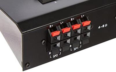 MONACOR SPS-20S Luidsprekerbedieningspaneel voor het schakelen van 2 paar luidsprekers naar Stereo Versterker Output Switcher voor luidsprekers met 200 W schakelvermogen, zwart
