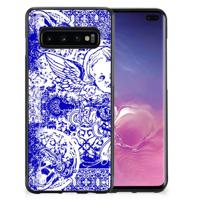 Mobiel Case Samsung Galaxy S10+ Angel Skull Blauw - thumbnail