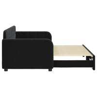 Slaapbank met onderschuifbed 80x200 cm fluweel zwart - thumbnail