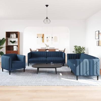 3-delige Loungeset stof blauw