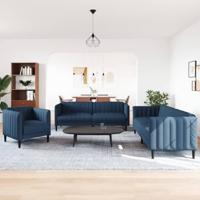 3-delige Loungeset stof blauw - thumbnail