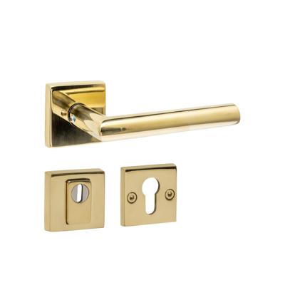 Intersteel set achterdeurbeslag vierkant: deurkruk Jura, massieve rozetten, SKG3 veiligheidsrozetten - PVD messingkleur