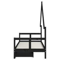 Kinderbedframe 80x200 cm massief grenenhout zwart - thumbnail