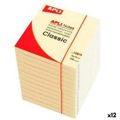 Zelfklevende briefjes Apli CLASSIC Geel 75 x 75 mm (12 Stuks)