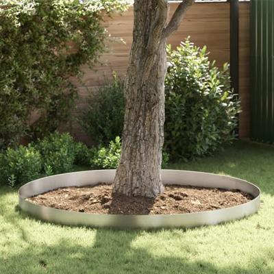 VidaXL Tuinrand zilver 450 x 0.05 x 15 cm roestvrij staal VidaXL Tuinrand zilver 450 x 0.05 x 15 cm roestvrij staal