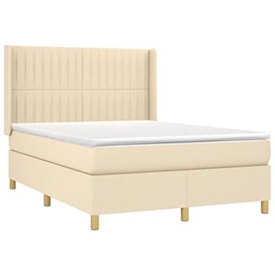 Boxspring met matras en LED stof crèmekleurig 140x190 cm - thumbnail