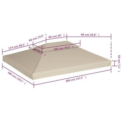 VidaXL Vervangend tentdoek prieel 310 g/m² 3x4 m beige VidaXL Vervangend tentdoek prieel 310 g/m² 3x4 m beige