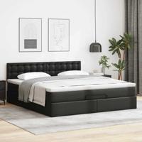 Ottomaanse bed met matras 100x200cm kunstleer zwart - thumbnail
