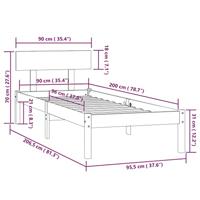 Bedframe massief grenenhout zwart 90x200 cm - thumbnail