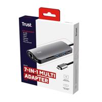 Trust Dalyx 7-in-1 USB-C-adapter USB Hub Grijs - thumbnail
