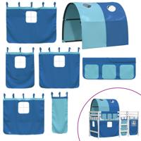 Kinderhoogslaper met tunnel 90x190 cm massief grenenhout blauw - thumbnail