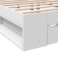 Bedframe met lades bewerkt hout wit 200x200 cm - thumbnail