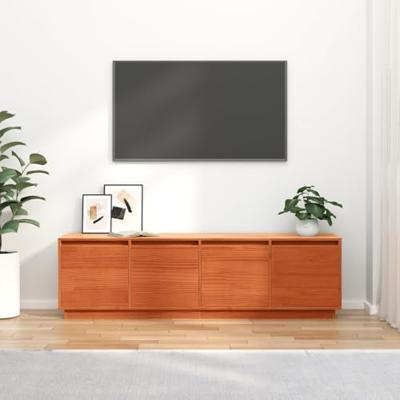 TV-kast met opslag met de deur Bruin 156 x 37 x 45 cm Massief grenenhout