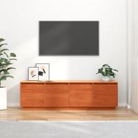 TV-kast met opslag met de deur Bruin 156 x 37 x 45 cm Massief grenenhout - thumbnail