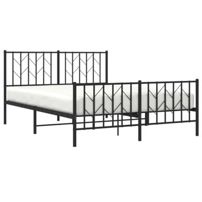 Bedframe met hoofd- en voeteneinde metaal zwart 135x190 cm