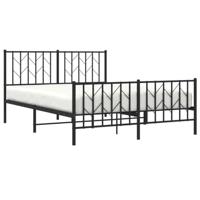 Bedframe met hoofd- en voeteneinde metaal zwart 135x190 cm - thumbnail