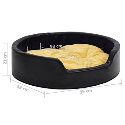 VidaXL Hondenmand 99x89x21 cm pluche en kunstleer zwart en geel