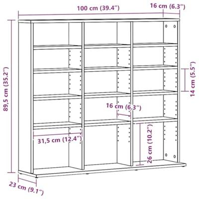 CD-kast 100,5x23x89,5 cm bewerkt hout zwart eikenkleurig