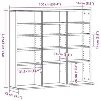 CD-kast 100,5x23x89,5 cm bewerkt hout zwart eikenkleurig - thumbnail