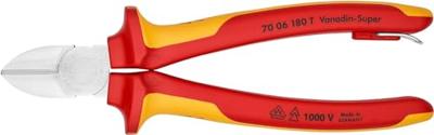 Knipex Zijsnijtang | 180 mm Lengte | Geïsoleerd | Meercomponenten-Omhullingen | VDE-Goedgekeurd | Geïntegreerde Bescherming - 70 06 180 T BK