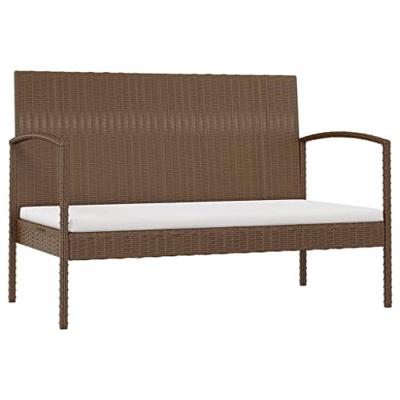 16-delige Loungeset met kussens poly rattan bruin