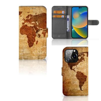 iPhone 14 Pro | Flip Cover | Wereldkaart iPhone 14 Pro | Flip Cover | Wereldkaart