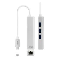 NanoCable 10.03.0404 - ethernetadapter USB C + 3 x USB 3.0 hub (Gigabit 10/100/1000 Mbps, Nintendo Switch, PC, laptop, Windows 10, 8, 7, XP, Vista, Mac OS en Linux), 15 cm - thumbnail