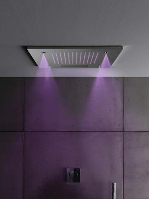 Hoofddouche Hotbath Mate 50x50 cm Triple Inbouw LED Geborsteld Nikkel