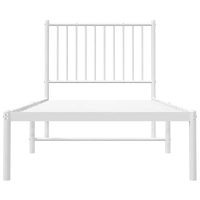 Bedframe met hoofdbord metaal wit 80x200 cm